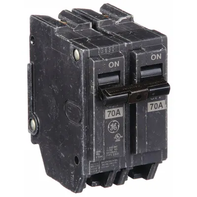 GE Miniature Circuit Breaker: THQL, 70 A, 120/240V AC, Single Phase, 10kA at 120/240V AC - THQP, THQL & THHQL Series, Plug-In GE Miniature Circuit Breakers