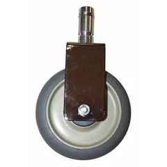 Replacement caster for shelf and utility carts. Silver/gray unfinished finish. Dimensions: 6 in height, 1.5 in width, 6 in depth. Commonly used to replace worn casters on carts in commercial environments.