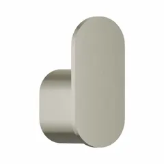 This BRADLEY robe hook is made of stainless steel with a brushed nickel finish. It measures 2 3/4 in x 1 1/4 in x 1 3/4 in. Suitable for hanging robes, towels, or garments in commercial or residential washrooms.
