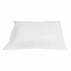 Disposable pillowcase made of white polypropylene fabric with flat corner design. Measures 30 inches in length and 22 inches in width. Suitable for use in healthcare and industrial settings where hygiene and quick replacement are required.