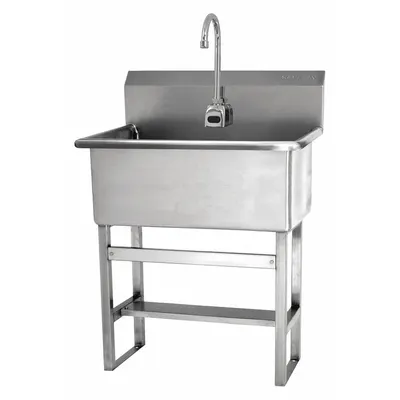 SANI-LAV Scrub Sink: 45 1/2 in Overall Ht, 22 in Bowl Lg, 10 1/2 in Bowl Dp - One-Station Freestanding Hand Sinks with Faucets