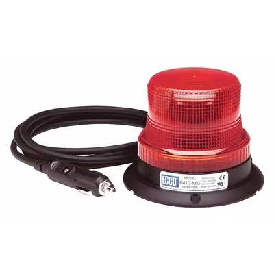 ECCO Beacon Light: Flashing Beacon, Red, 3 7/8 in Overall Ht, LED - Vehicle Flashing Beacons