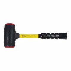 Standard dead-blow hammer with a 2 lb head weight and 2 in hammer face diameter. Fiberglass handle and polymer construction reduce rebound for controlled striking. Overall length 19 in. Used for assembly, disassembly, and alignment tasks where marring surfaces must be avoided.
