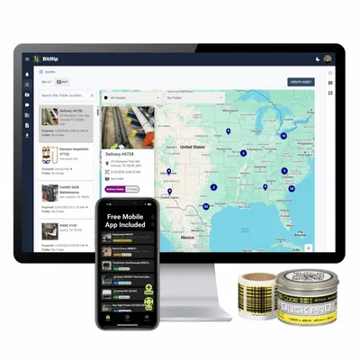 BITRIP Permanent Scannable Labels Bundle: Fixed, Yellow, Indoor/Outdoor, 1.73 in Label Ht - Asset Tracking Label Starter Packs