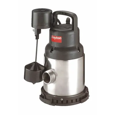 Dayton Submersible Sump Pump: 1/3 hp, 115V AC, 23 gpm Flow Rate @ 10' of Head - General Purpose Submersible Sump Pumps