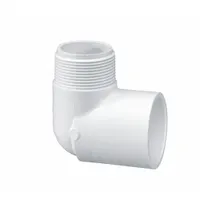 Pipe Elbow: Schedule 40, PVC, 3/4 in x 1/2 in Size, Threaded x Socket, Male NPT x Female, White (MPN 410101)