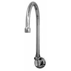 This gooseneck faucet spout is constructed of brass with a chrome finish. It features a swivel spout and includes an aerator, with a flow rate of 2 gpm and NPT connections. Suitable for use in commercial and institutional lavatory sinks.