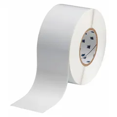 Continuous label roll, 3 in x 300 ft, made of white gloss vinyl rated for outdoor use. Compatible with BBP81 printer series. Used for industrial asset identification, cable marking, and outdoor signage.