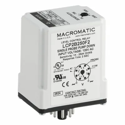 MACROMATIC Level Control Relay: Socket Mounted, Single Probe, 10 A Current Rating - Socket-Mounted Relays