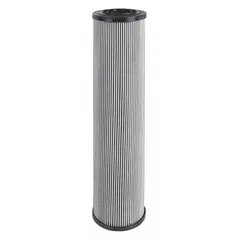 Hydraulic cartridge filter element with fiberglass media. Filtration rating of 10 micron. Used in industrial hydraulic systems to remove particulate contaminants from oil, protecting pumps, valves, and actuators.
