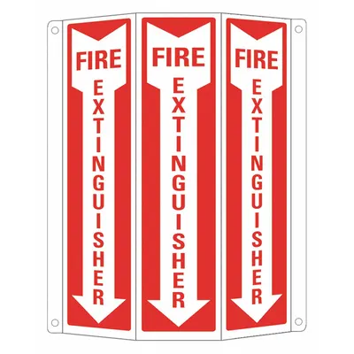 LYLE Fire Extinguisher Sign: Aluminum, Mounting Holes Sign Mounting - Tri-Bend Projection Fire Extinguisher Signs