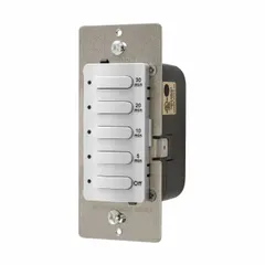 Digital pre-set countdown timer with SPST switch, rated 120/277V AC. Minimum time setting 5 minutes, maximum 30 minutes. No hold function. White finish. For automatic shut-off of lighting, fans, or other loads in residential or commercial spaces.