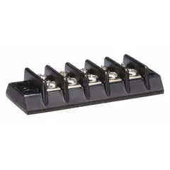 This surface mount barrier strip accommodates wire sizes from 22 AWG to 12 AWG and is rated for a maximum current of 20 A. It features 5 poles for organizing wire connections in control panels, junction boxes, and other surface-mount applications. No cover is included.