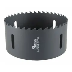 Multi-material-cutting hole saw with 1 5/8 in diameter, 5/6 teeth per inch, and 5/8"-18 thread size. Maximum cutting depth of 1 7/8 in. Designed for use without an arbor, suitable for cutting metal, wood, and plastic in plumbing, electrical, and construction applications.