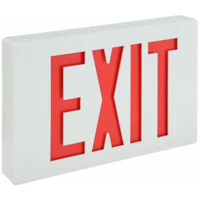 LITHONIA LIGHTING Exit Sign: LED, White, Red, 1 Faces, Ceiling, Not Battery Powered - Aluminum Lighted Exit Signs