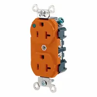 LEVITON Plugs and Receptacles: Hospital Grade, Duplex, 5-20R, Orange, 125V AC, 20 A, 2 Pole / 3 Wire (MPN 8300-PLO)