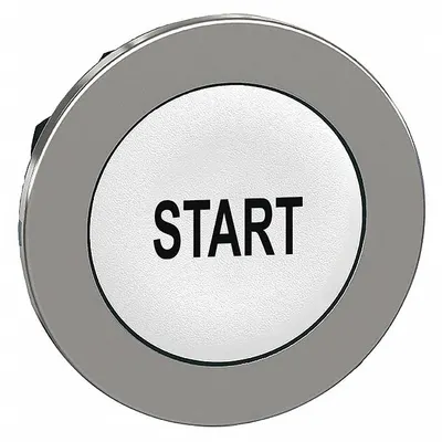 SCHNEIDER Push Button Head: 30 mm Panel Size, Non-Illuminated, Metallic, Start - Heads for Push Buttons
