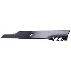 Replacement blade for commercial turf maintenance. Measures 24-1/2 inches long, 3 inches wide, with a 15/16-inch center hole diameter. Compatible with Exmark G5 mowers for cutting grass in large areas.