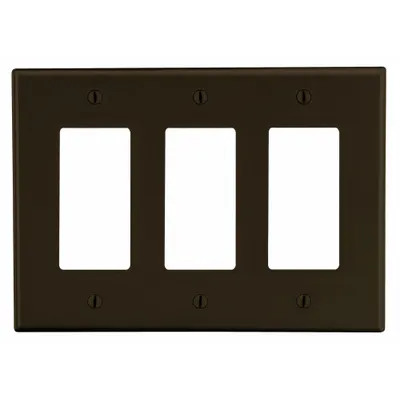 HUBBELL Wall Plate: Decorator-Rocker, 3 Gang, Brown - General Purpose Wall Plates