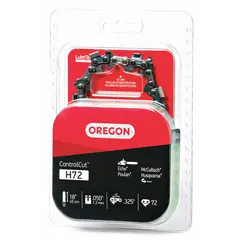Replacement chainsaw chain with 0.325-inch pitch, 0.05-inch gauge, and 72 drive links. Designed for 18-inch compatible bar lengths. File size is 3/16 inch. Suitable for mid-duty gas saws used in tree felling, limbing, and firewood cutting.