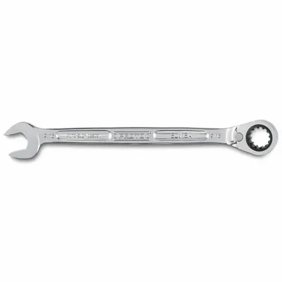 PROTO Combination Wrenches: Alloy Steel, Full Polish Chrome, 9/16 in Head Size - SAE Spline Ratcheting Combination Wrenches