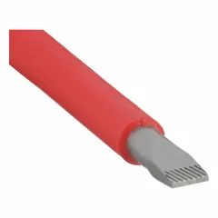 Insulated slotted screwdriver with a 7/32 in tip size and 10 in overall length. Features a long blade for extended reach and a friction-type handle. Designed for turning slotted screws in electrical work where insulation is required.