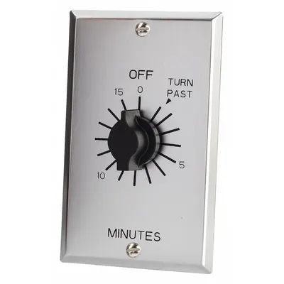 TORK Spring-Wound Timer: 15 min Max, 1 min Min, SPDT, 125V AC, Wall Plate Included - Spring-Wound Mechanical Timers with Wall Plates