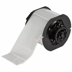 This precut label roll measures 2 3/4 in x 1 1/4 in and is made of metalized polyester in silver. It is halogen-free and designed for use with the i3300 printer series. Suitable for industrial identification and labeling applications requiring durable, low-toxicity materials.