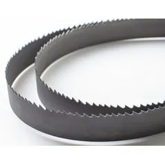 Bi-metal band saw blade for cutting aluminum, carbon steel, soft metal, and wood. Length 11 ft 1/4 in with 10/14 tooth pitch. Suitable for general purpose cutting in metal fabrication, maintenance, and woodworking applications.