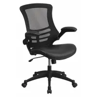 FLASH FURNITURE Office Chair: Kelista, Flip Up, Black, Faux Leather & Mesh Material, 23 in Back Ht (MPN BL-X-5M-LEA-GG)