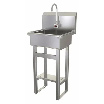 SANI-LAV Hands-Free Sink: 43 1/2 in Overall Ht, 17 in Bowl Lg, 7 in Bowl Dp, 2 gpm Flow Rate - One-Station Freestanding Hand Sinks with Faucets