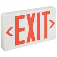 Exit Sign: Emergency Battery Backup, LED, White, Red, 1 or 2 Faces, Ceiling, Nickel Cadmium