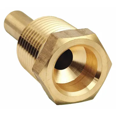 WINTERS Threaded Thermowell: Brass, For 9/32 in Stem Lg, 1 39/64 in Insertion Lg - Stepped-Shank Threaded Thermowells