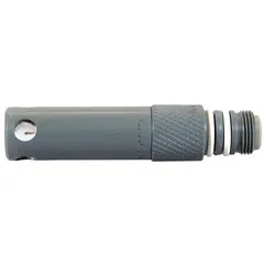 This pH probe features a spherical tip and single junction design, constructed from plastic. It is intended for general aqueous pH measurement in laboratory environments.