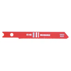 High speed steel jigsaw blade with 24 teeth per inch for cutting thin metals. U shank design fits most jigsaws. Blade length 2-3/4 inches. Pack of 5 blades.