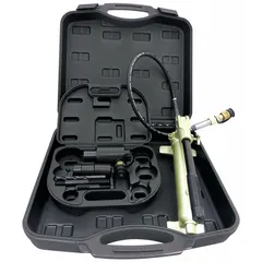 This knockout punch tool kit includes (2) power screws, a drill bit, and a carrying case. It is used for creating holes in steel panels and enclosures in electrical, plumbing, and industrial maintenance applications.