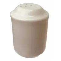 This ITI pepper shaker is made of vitrified stoneware with a white finish. It stands 3 inches tall and is designed for dispensing pepper in food service settings such as restaurants, cafeterias, or home kitchens