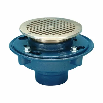 ZURN ZN415-4NL-5B-P General Purpose Floor Drain, 4 in Push On, Cast Iron, Gray - General Purpose Floor Drains