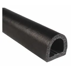 This D-shaped seal is made of EPDM foam rubber with a self-adhesive backing for easy installation without additional hardware. It measures 100 ft in length and 1 in in width, providing a flexible barrier for sealing gaps around doors, panels, and enclosures in various equipment.
