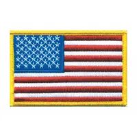 HEROS PRIDE Embroidered Patch: U.S. Flag, 3 1/2 in x 2 1/4 in, Gold, Plastic, Sew-On, Flag (MPN 0021)