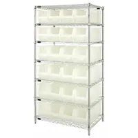 QUANTUM STORAGE SYSTEMS Bin Shelving: 36 in x 24 in x 74 in, 1 Sided, 24 Bins, Open, Clear, QUS951CL (MPN WR7-951CL)