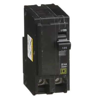 SQUARE D Miniature Circuit Breaker: 125 A, 120/240V AC, Single Phase, 22kA at 120/240V AC - QO Series, Plug-In Square D Miniature Circuit Breakers