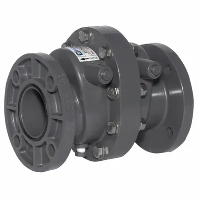 HAYWARD Check Valve: Swing, Inline Valve Body, 4 in Pipe Size, Flange x Flange - PVC Inline Swing Check Valves