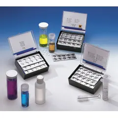 This water test kit measures sulfate levels in the range of 40 to 4000 mg/L with a sensitivity of 40 mg/L. It includes a sample bottle and provides 30 tests per package. Suitable for monitoring sulfate in water for industrial, municipal, and environmental applications.