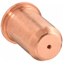 This 30 A nozzle is a consumable component for Hypertherm T45m and 5v handheld plasma torches. It directs the plasma arc for cutting conductive metals in fabrication, repair, and maintenance applications.