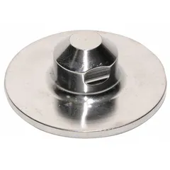 This stainless steel center disk serves as a diaphragm plate in industrial equipment. It is used to support diaphragm assemblies in pumps, valves, and actuators where pressure control and sealing are required.