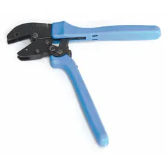 This coaxial cable connector crimper is designed for terminating RG6 and RG6Q connectors. It features a 9 7/8 in overall length and a standard cushion grip for user comfort. The non-insulated construction is suited for use with non-insulated connectors. Commonly used in telecommunications, data networking, and cable TV installations.