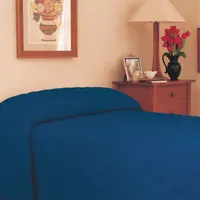 This MARTEX bedspread is a quilted, solid-pattern cover in Navy, sized for XL Full mattresses. It measures 116 inches in length and 96 inches in width, constructed from a cotton/polyester blend fabric with polyester fiberfill. Suitable for hospitality, healthcare, or residential use as a decorative and protective bedding layer