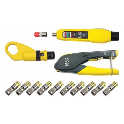 KLEIN TOOLS Crimper and Connector Kit: For BNC, R6Q/RG6 - Data Cable Connector Crimping Kits