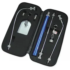 This 8-piece inspection and retrieval tool kit includes a plastic mirror with an aluminum frame, a flex/rigid straight handle, and 1X magnification. Suitable for visual inspection and retrieval tasks in confined spaces, such as maintenance and automotive applications where direct visibility is limited.